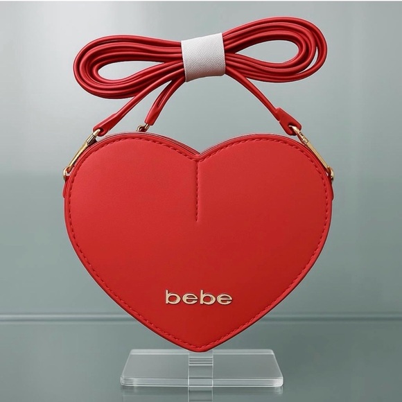 bebe Handbags - Bebe Milan Red Heart-Shaped Crossbody Bag